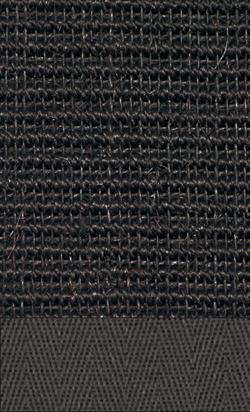Sisal Manaus Sort 044 tæppe med kantbånd i granit 045